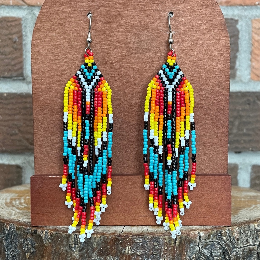 Southwestern Beaded Fringe Earrings
